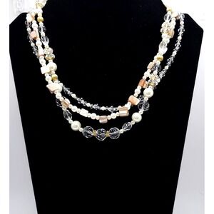 Premier Designs Daydream Necklace Multi Strand Pearl Glass 16-18in‎